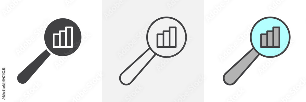 Analysis icon in black and colored style.