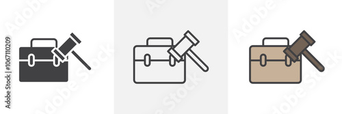 Employment law icon in black and colored style.