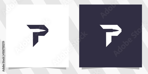 Letter P with Pistol or gun logo design