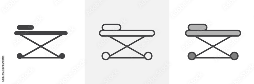 Stretcher icon in black and colored style. Stretcher icon in black and colored style.
