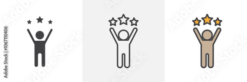 Self confidence icon in black and colored style.
