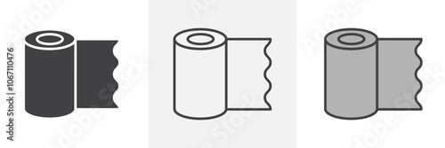 Bandage roll icon in black and colored style.