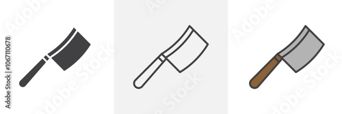 Hatchet icon in black and colored style.