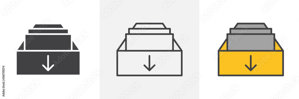 Archive icon in black and colored style. Archive icon in black and colored style.
