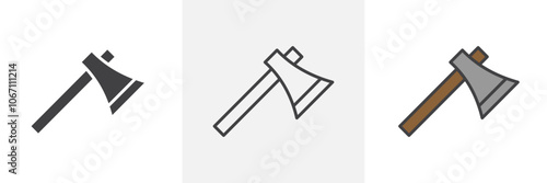 Hatchet icon in black and colored style.