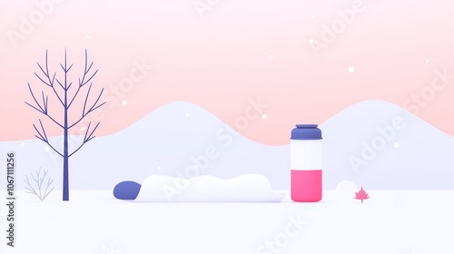 Explore the serenity of a snowy landscape with a refreshing drink and tranquil scenery