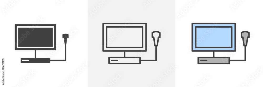 Ultrasonography icon in black and colored style. Ultrasonography icon in black and colored style.