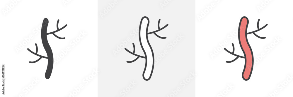 Human artery icon in black and colored style.