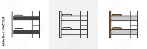 Bunk bed icon in black and colored style.