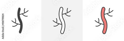 Human artery icon in black and colored style.
