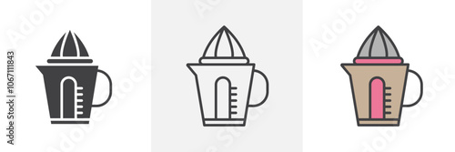 Juicer squeezer icon in black and colored style.