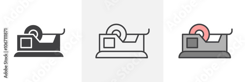 Tape dispenser icon in black and colored style.