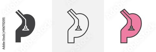 Endoscopy icon in black and colored style.
