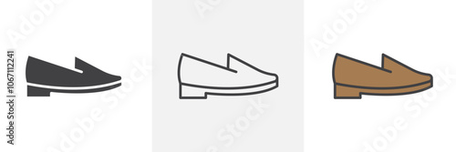 Loafer icon in black and colored style.