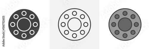 Car bearing icon in black and colored style.