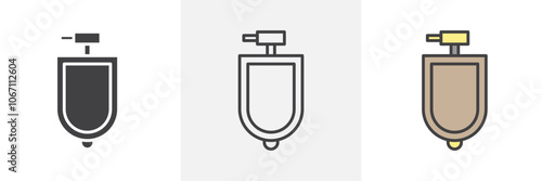 Urinal icon in black and colored style.
