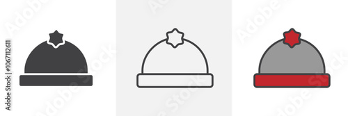 Beanie icon in black and colored style.