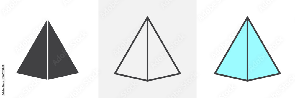 Prism icon in black and colored style. Prism icon in black and colored style.