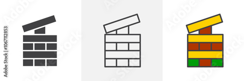 Jenga icon in black and colored style.