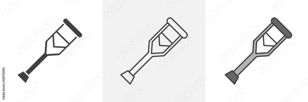 Crutch icon in black and colored style. Crutch icon in black and colored style.