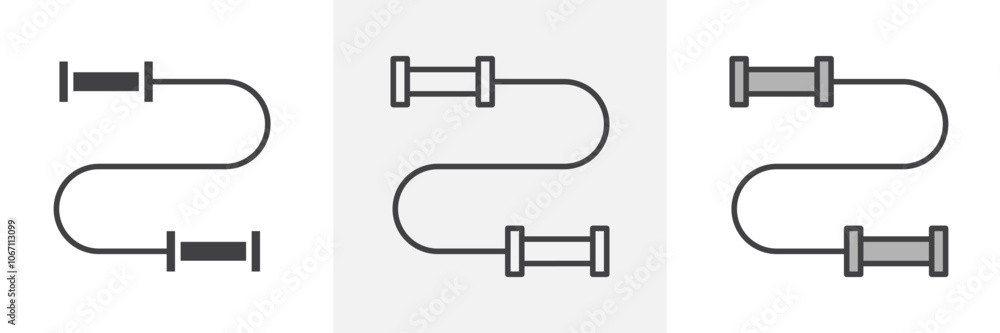 Jump rope icon in black and colored style. Jump rope icon in black and colored style.