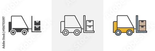 Forklift icon in black and colored style.