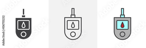 Blood sugar test icon in black and colored style.