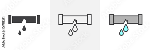 Broken pipe icon in black and colored style.