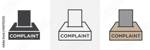Complaint box icon in black and colored style.