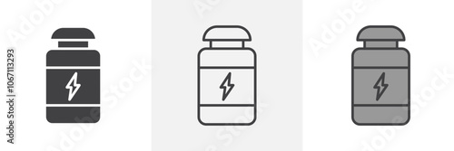 Fitness supplement icon in black and colored style.