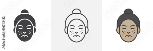 Acne icon in black and colored style.