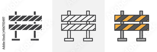 Barrier icon in black and colored style.