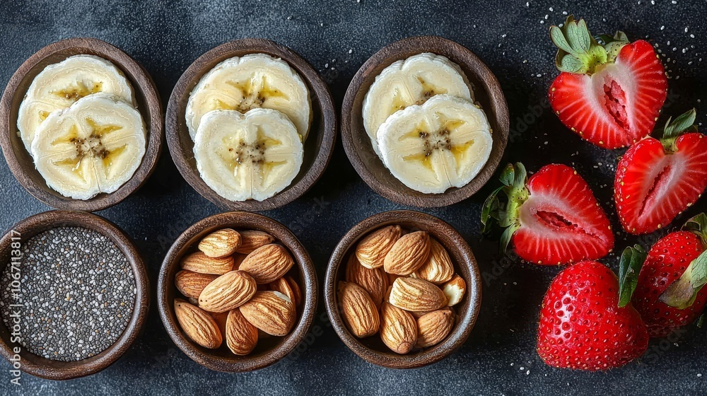 Explore the nutritional benefits of bananas strawberries and almonds for a healthy snack option Explore the nutritional benefits of bananas strawberries and almonds for a healthy snack option