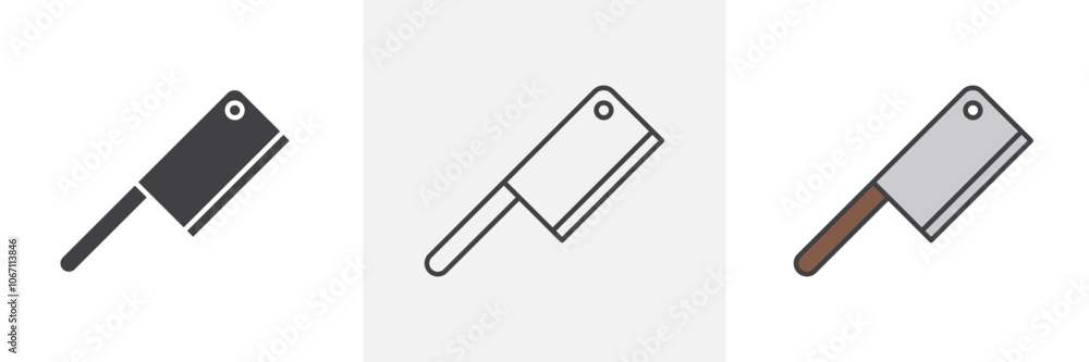 Chopper knife icon in black and colored style. Chopper knife icon in black and colored style.