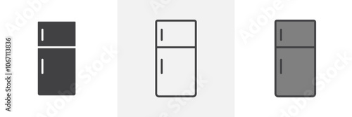 Fridge icon in black and colored style.