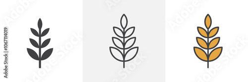 Wheat grain icon in black and colored style.