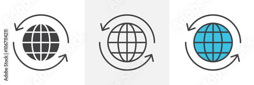 Import export icon in black and colored style.