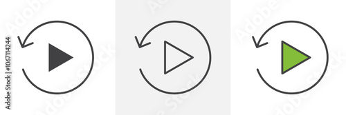 Playback icon in black and colored style.