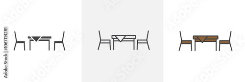 Dinner table icon in black and colored style.