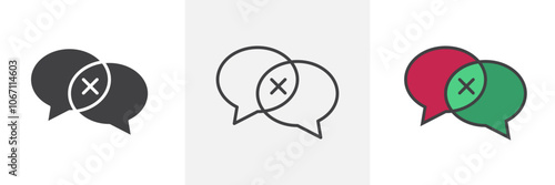 Disagreement icon in black and colored style.