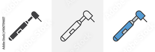 Dental drill icon in black and colored style.
