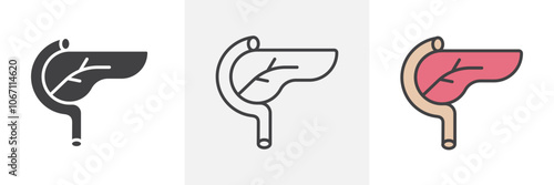 pancreas icon in black and colored style.