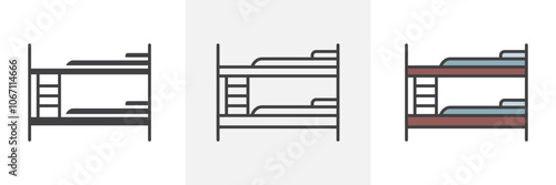 Bunk bed icon in black and colored style.