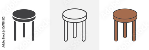 Stool icon in black and colored style.