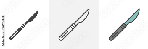Scalpel icon in black and colored style.