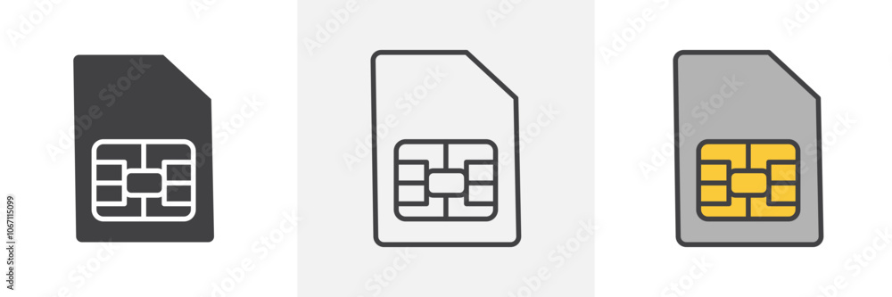 Fototapeta premium Sim card icon in black and colored style.