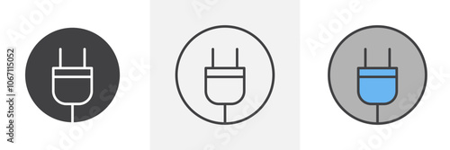 Electric plug icon in black and colored style.