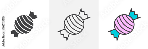 Candy icon in black and colored style.