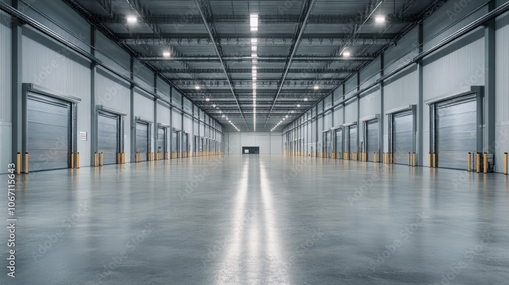 modern warehouse with wet floor, modern warehouse with wet floor,