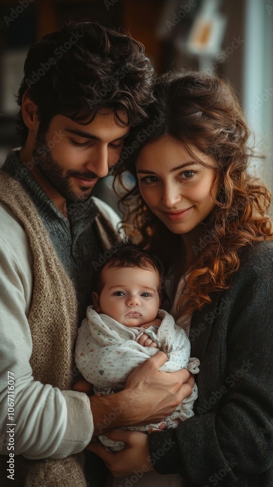 Parents with newborn in hospital. Parents with newborn in hospital.